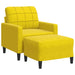 Fauteuil met voetenbank 60 cm fluweel geel