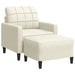 Fauteuil met voetenbank 60 cm fluweel crèmekleurig