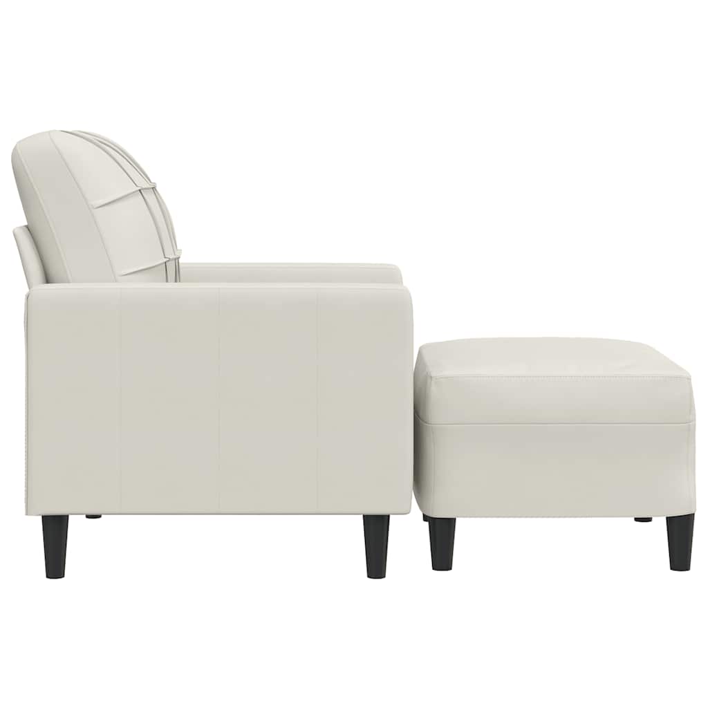 Fauteuil met voetenbank 60 cm fluweel crèmekleurig