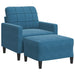Fauteuil met voetenbank 60 cm fluweel blauw