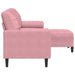 Driezitsbank met voetenbank 180 cm fluweel roze