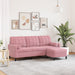 Driezitsbank met voetenbank 180 cm fluweel roze