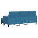 Driezitsbank met voetenbank 180 cm fluweel blauw