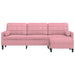 Driezitsbank met voetenbank 210 cm fluweel roze