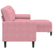 Driezitsbank met voetenbank 210 cm fluweel roze