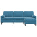 Driezitsbank met voetenbank 210 cm fluweel blauw