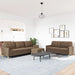 3-delige Loungeset met voetenbank stof bruin