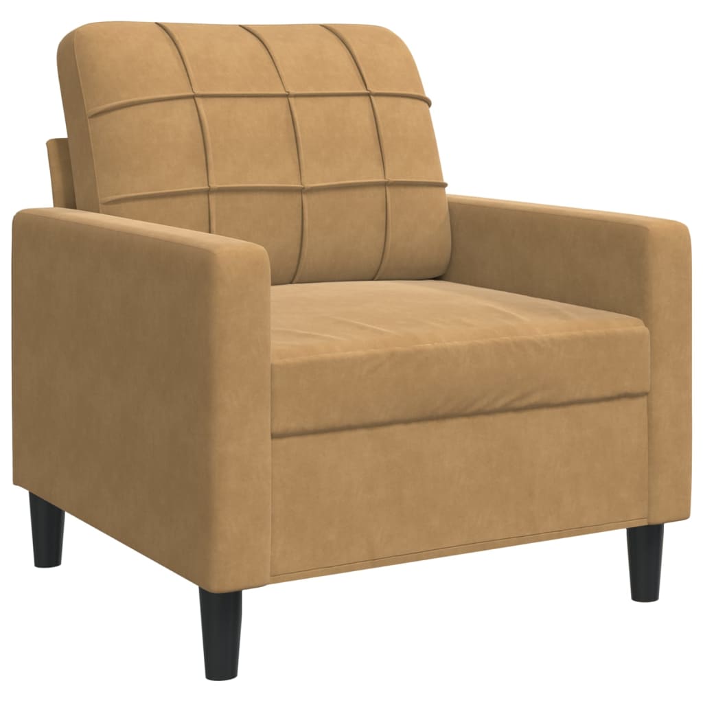 3-delige Loungeset met kussens fluweel bruin
