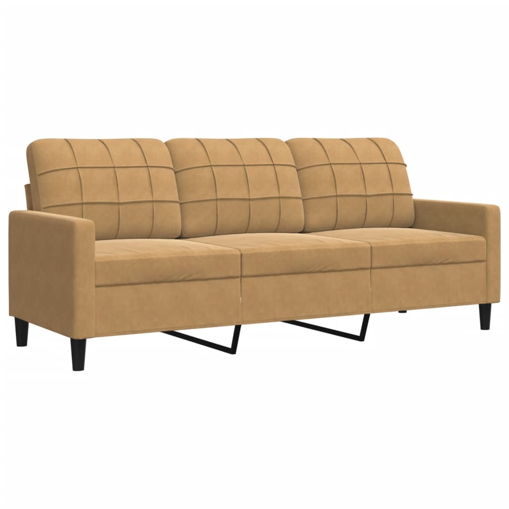 3-delige Loungeset met kussens fluweel bruin