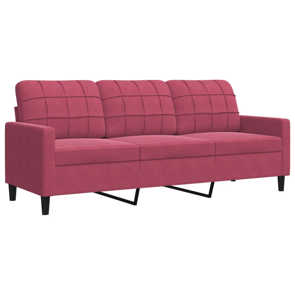 4-delige Loungeset met kussens fluweel wijnrood