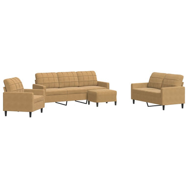 4-delige Loungeset met kussens fluweel bruin