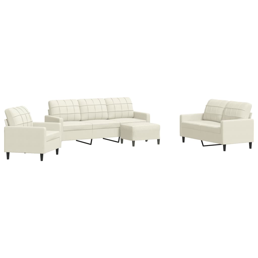 4-delige Loungeset met kussens fluweel crèmekleurig