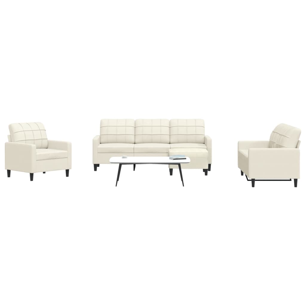 4-delige Loungeset met kussens fluweel crèmekleurig