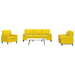 3-delige Loungeset met kussens en bolsters fluweel geel