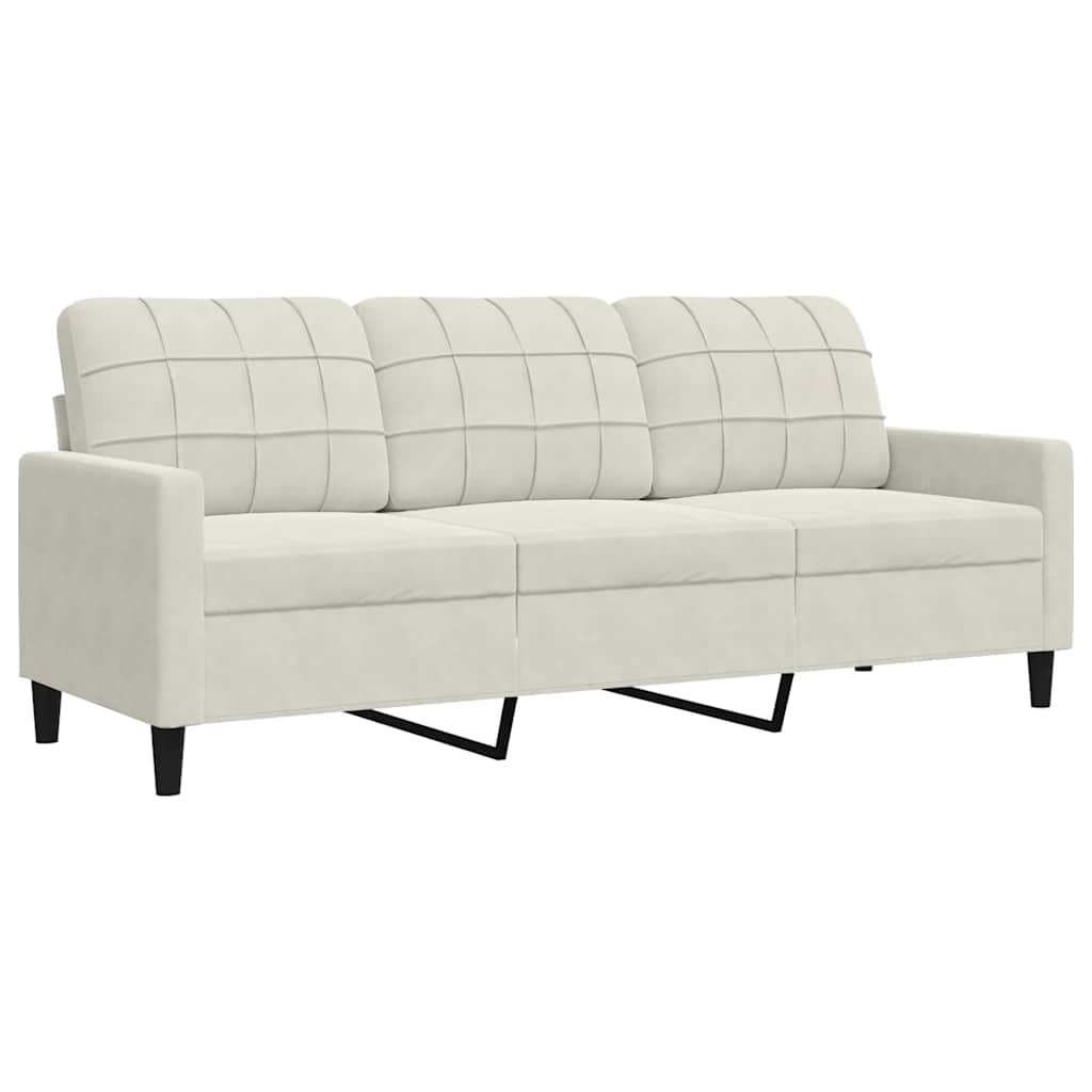 3-delige Loungeset met kussens en bolsters fluweel crèmekleurig
