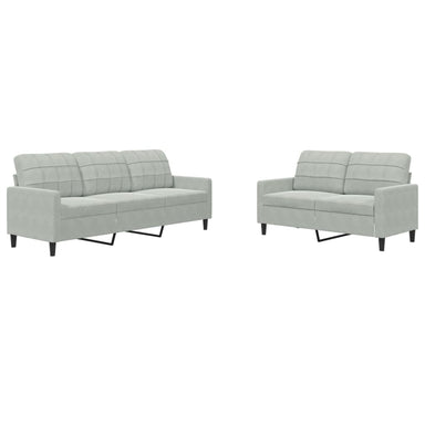 2-delige Loungeset met kussens fluweel lichtgrijs