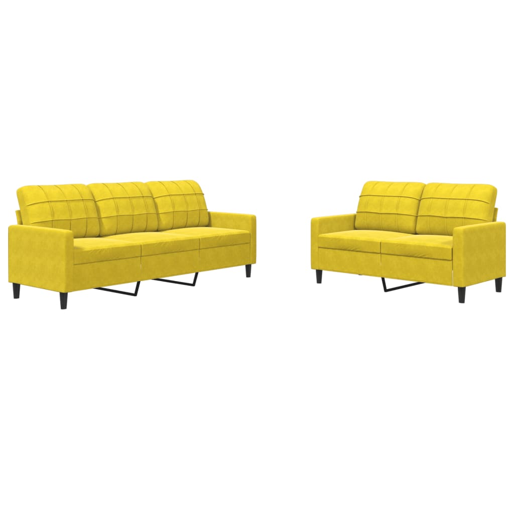 2-delige Loungeset met kussens fluweel geel