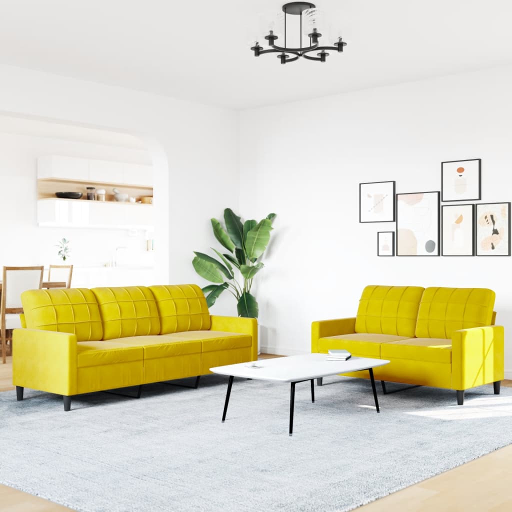2-delige Loungeset met kussens fluweel geel