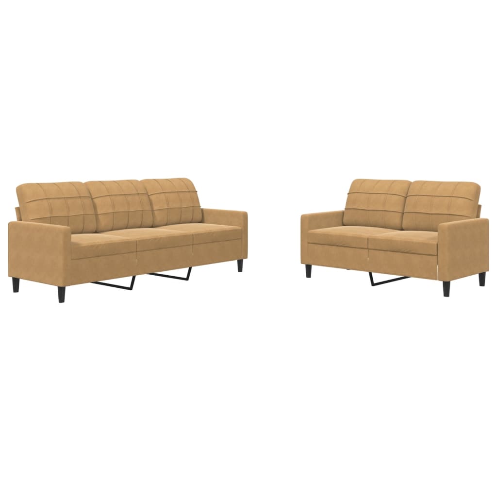2-delige Loungeset met kussens fluweel bruin