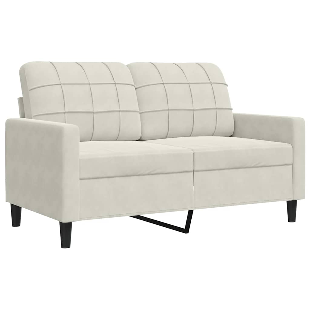 2-delige Loungeset met kussens fluweel crèmekleurig