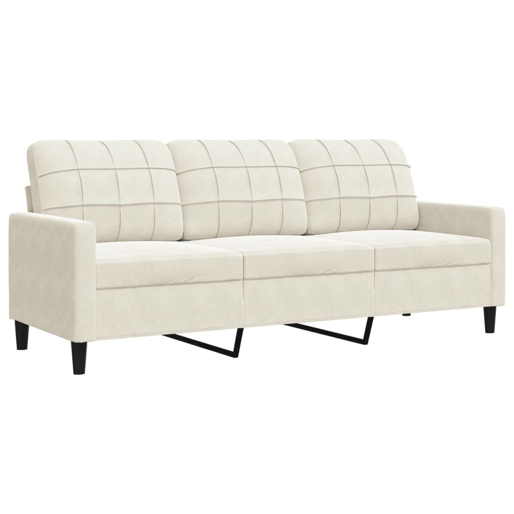 2-delige Loungeset met kussens fluweel crèmekleurig
