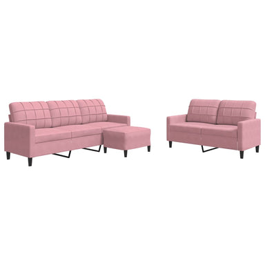 3-delige Loungeset met kussens fluweel roze