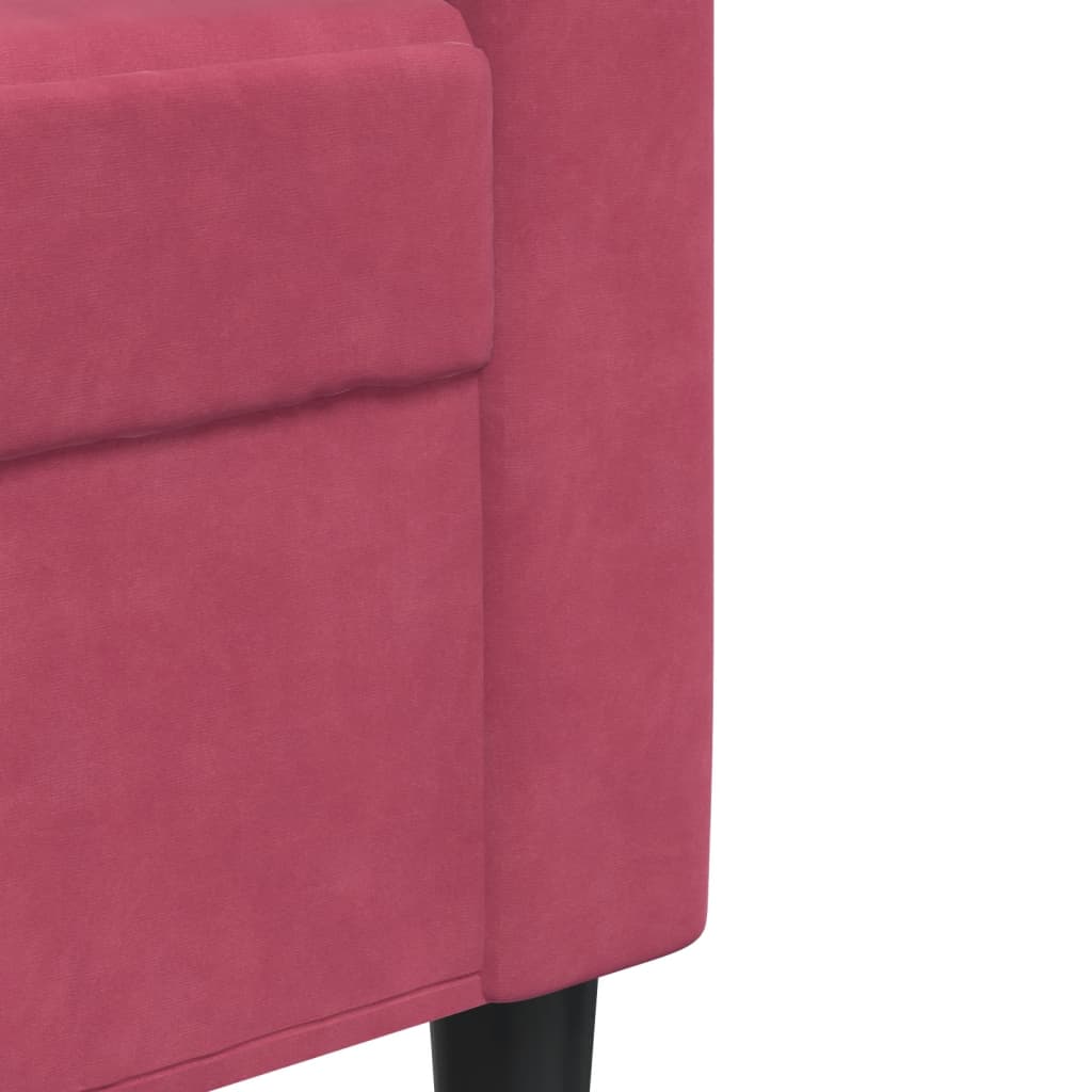 3-delige Loungeset met kussens fluweel wijnrood