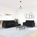 3-delige Loungeset met kussens fluweel zwart