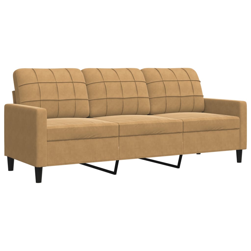 3-delige Loungeset met kussens fluweel bruin