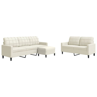 3-delige Loungeset met kussens fluweel crèmekleurig