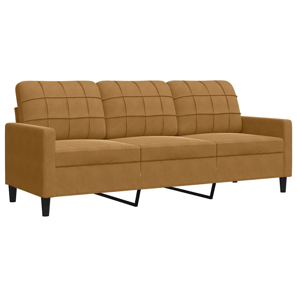 3-delige Loungeset met kussens en bolsters fluweel bruin