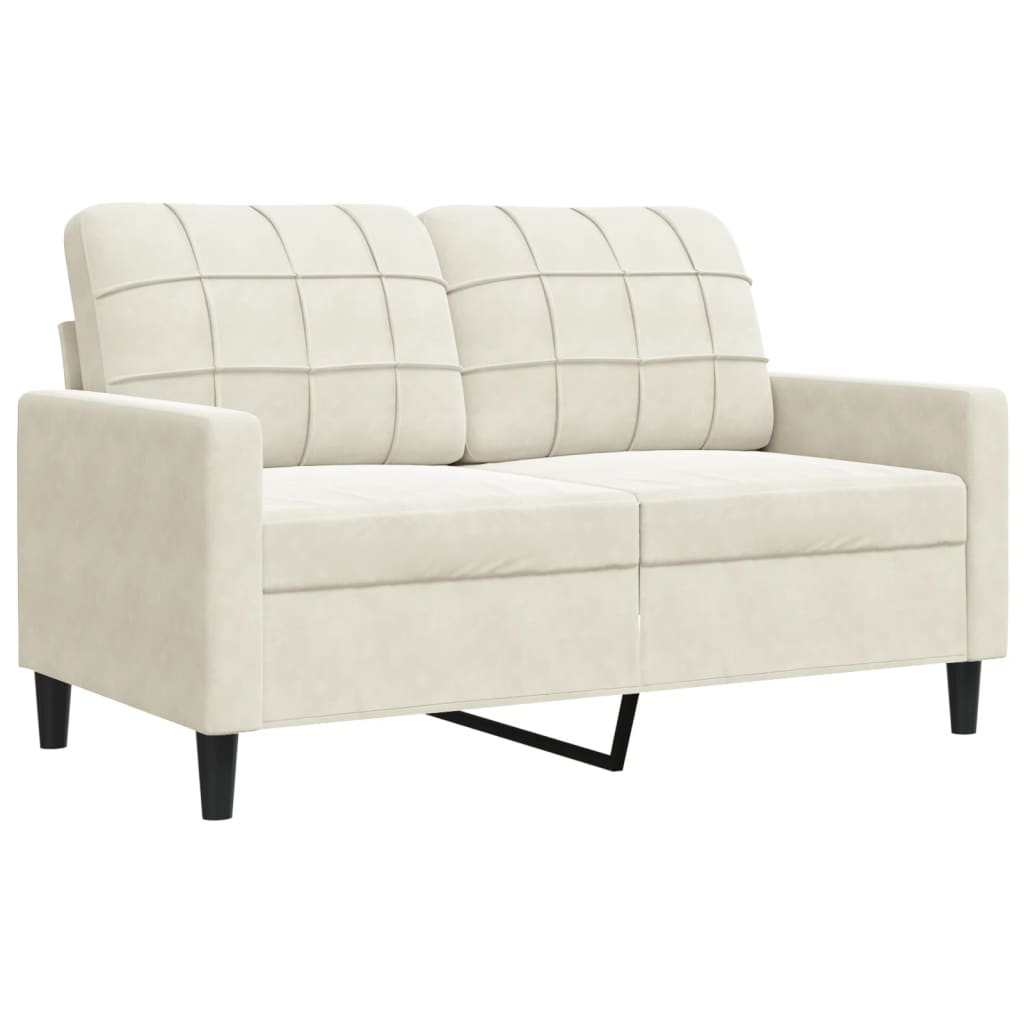 3-delige Loungeset met kussens en bolsters fluweel crèmekleurig