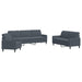 3-delige Loungeset met kussens fluweel donkergrijs