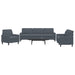 3-delige Loungeset met kussens fluweel donkergrijs