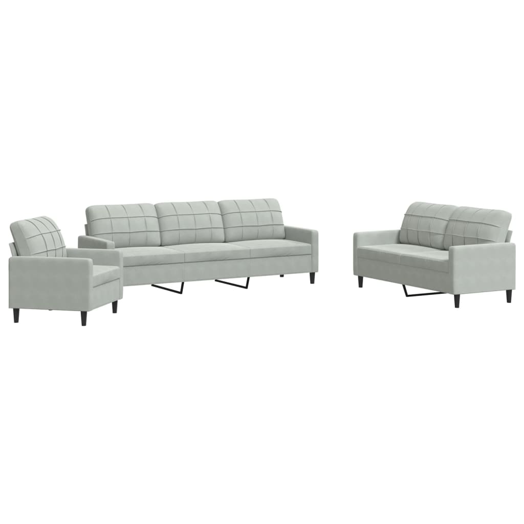 4-delige Loungeset met kussens fluweel lichtgrijs