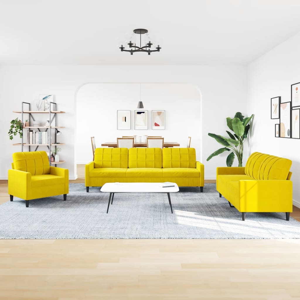 4-delige Loungeset met kussens fluweel geel