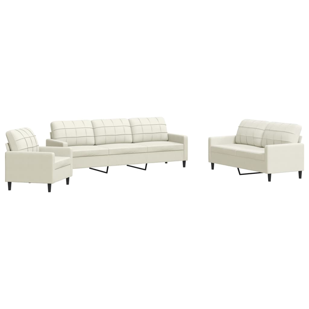 4-delige Loungeset met kussens fluweel crèmekleurig
