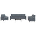 3-delige Loungeset met kussens en bolsters fluweel donkergrijs