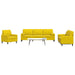 3-delige Loungeset met kussens en bolsters fluweel geel