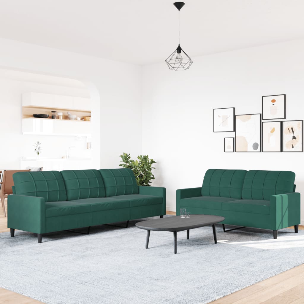 2-delige Loungeset met kussens fluweel donkergroen