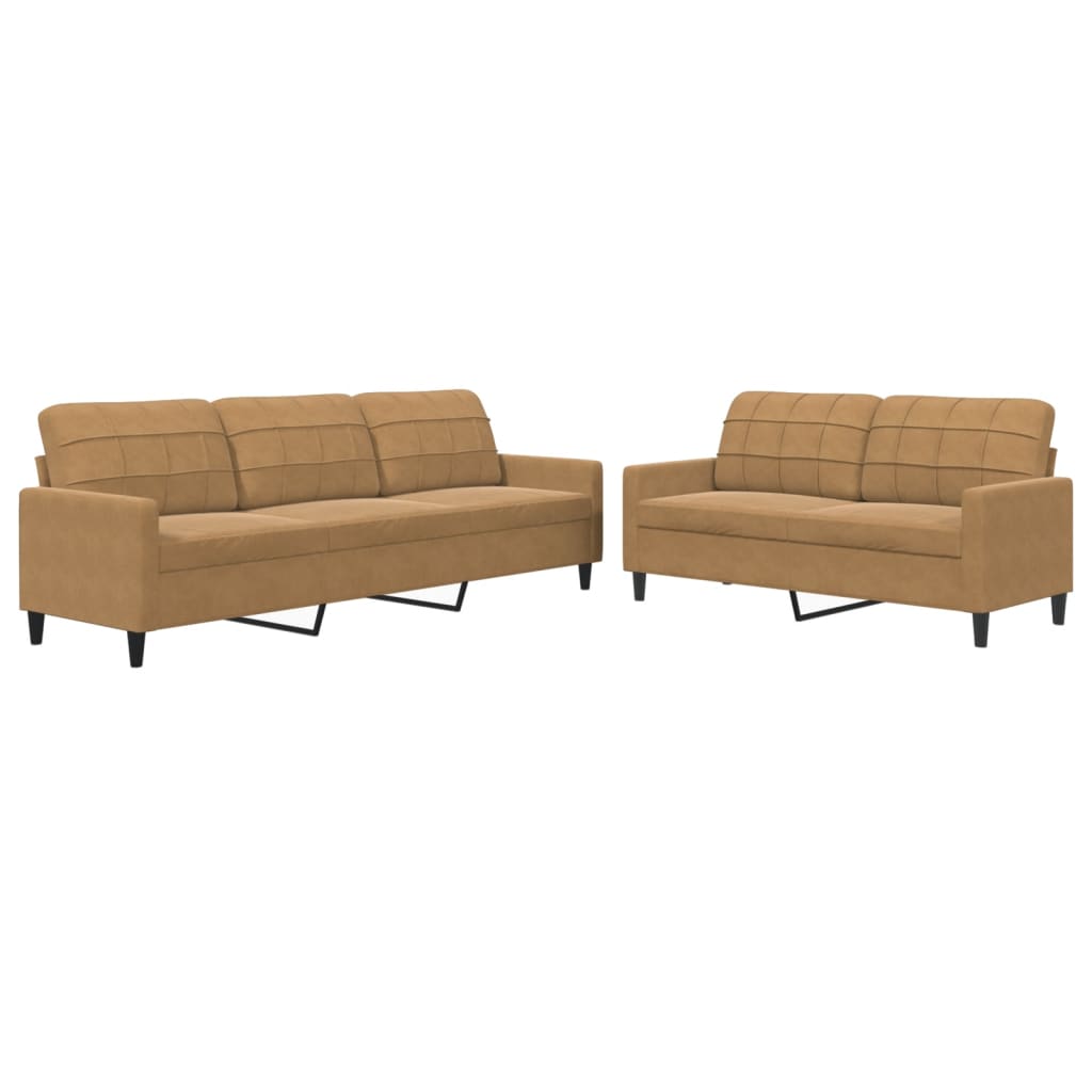 2-delige Loungeset met kussens fluweel bruin