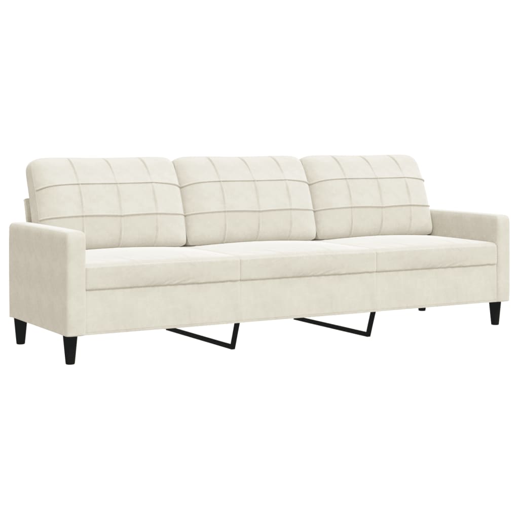 3-delige Loungeset met kussens fluweel crèmekleurig