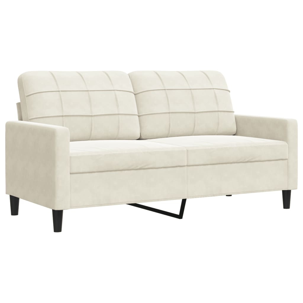 3-delige Loungeset met kussens fluweel crèmekleurig