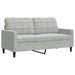 2-delige Loungeset met kussens en bolsters fluweel lichtgrijs
