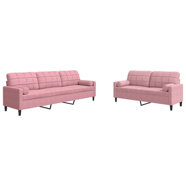 2-delige Loungeset met kussens en bolsters fluweel roze