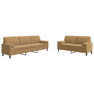 2-delige Loungeset met kussens en bolsters fluweel bruin