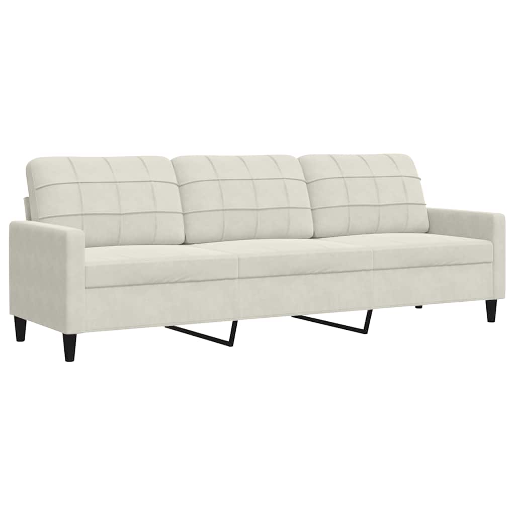 3-delige Loungeset met kussens en bolsters fluweel crèmekleurig