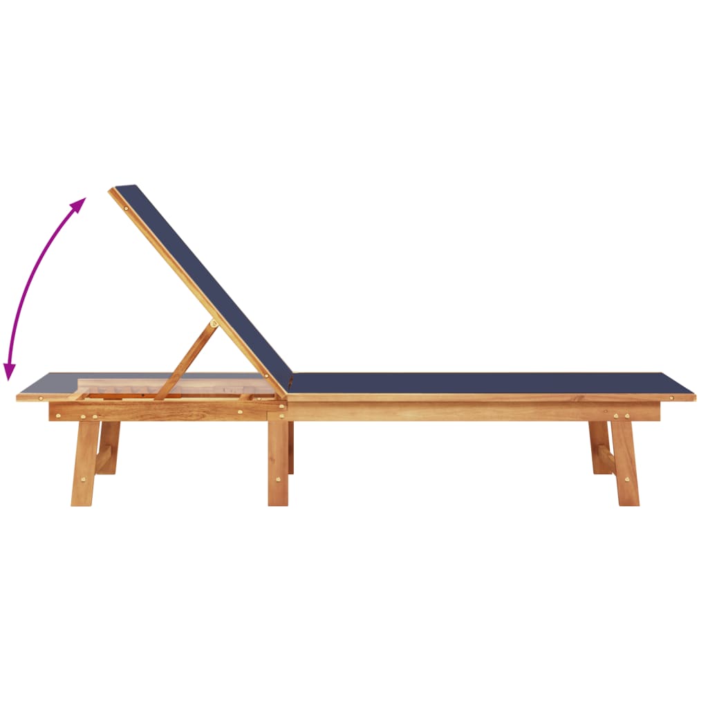 Ligbedden 2 st met tafel massief acaciahout en textileen blauw