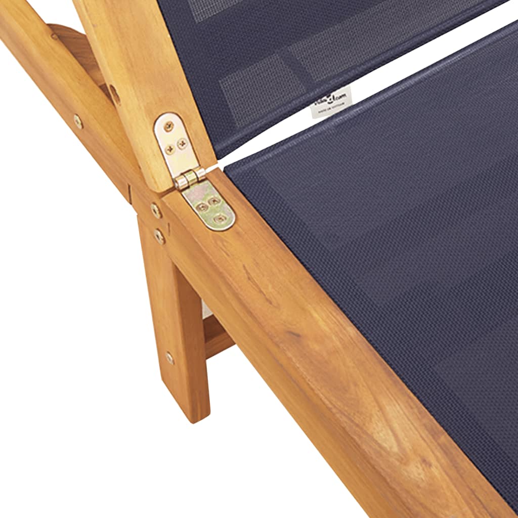 Ligbedden 2 st met tafel massief acaciahout en textileen blauw