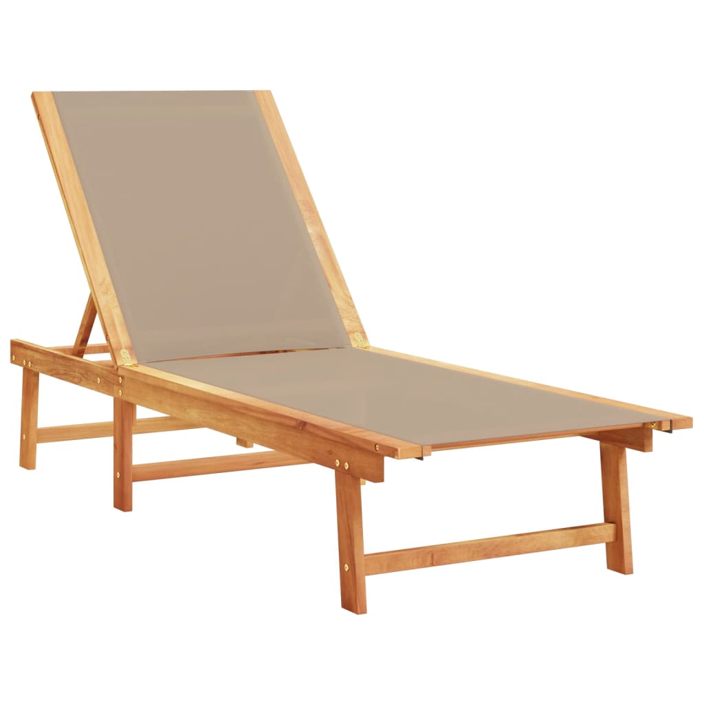 Ligbedden 2 st met tafel massief acaciahout en textileen taupe